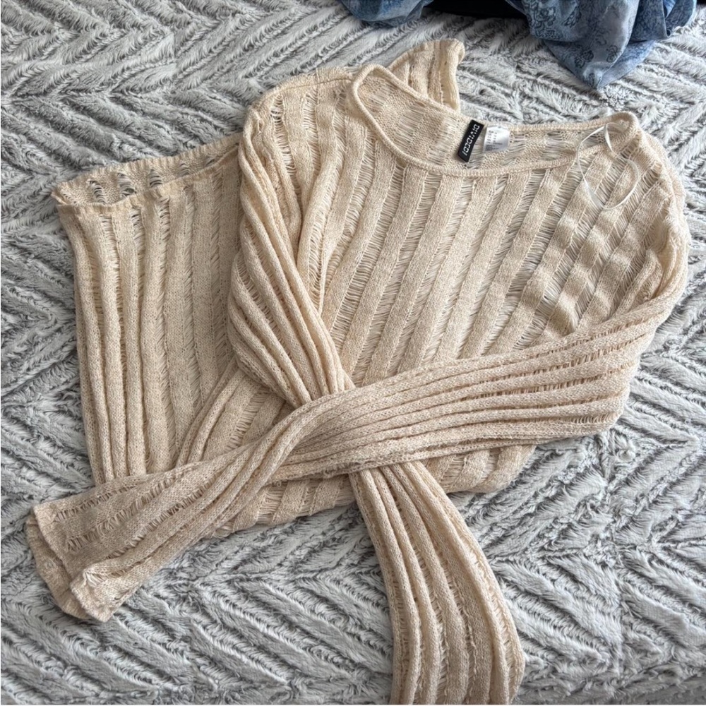 H&M cream/beige knitted beach cover up dress